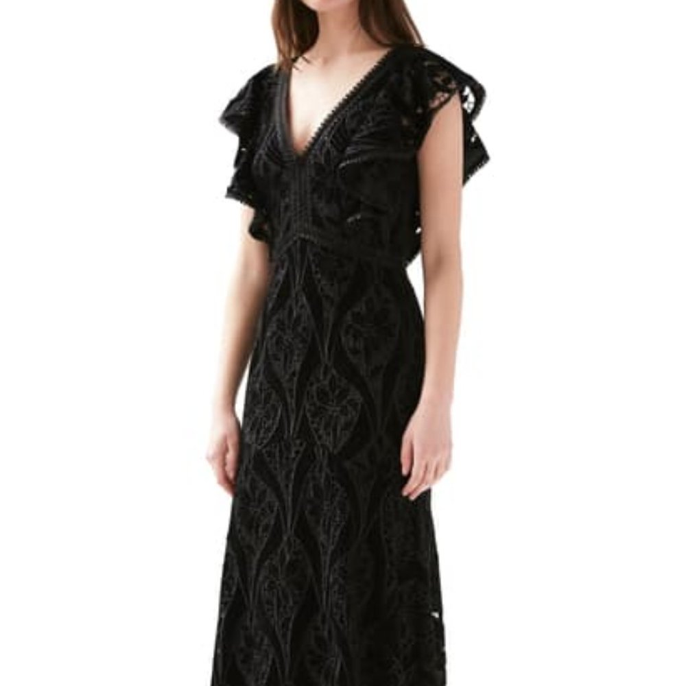 Monique Lhillier - EMBROIDERED VELVET GOWN - Black